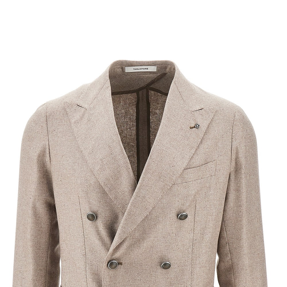Silk tweed double-breasted blazer