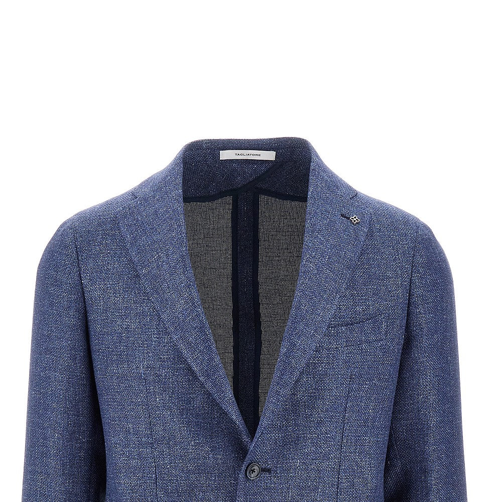 Wool and linen blend single-breasted jacket