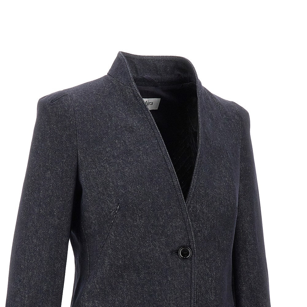Blazer monopetto in tessuto denim