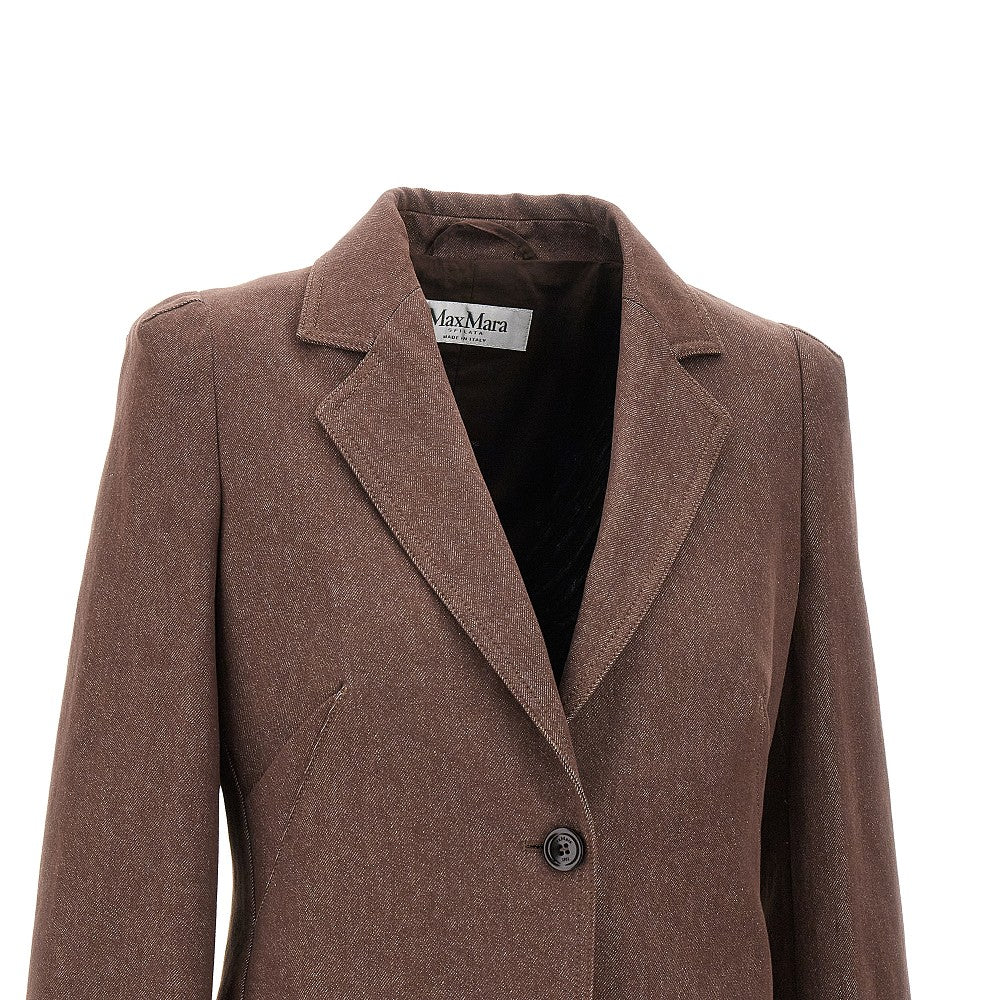 Denim fabric single-breasted jacket