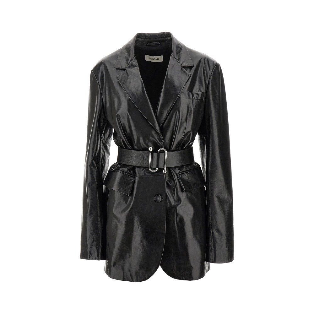 Blazer in pelle con cintura