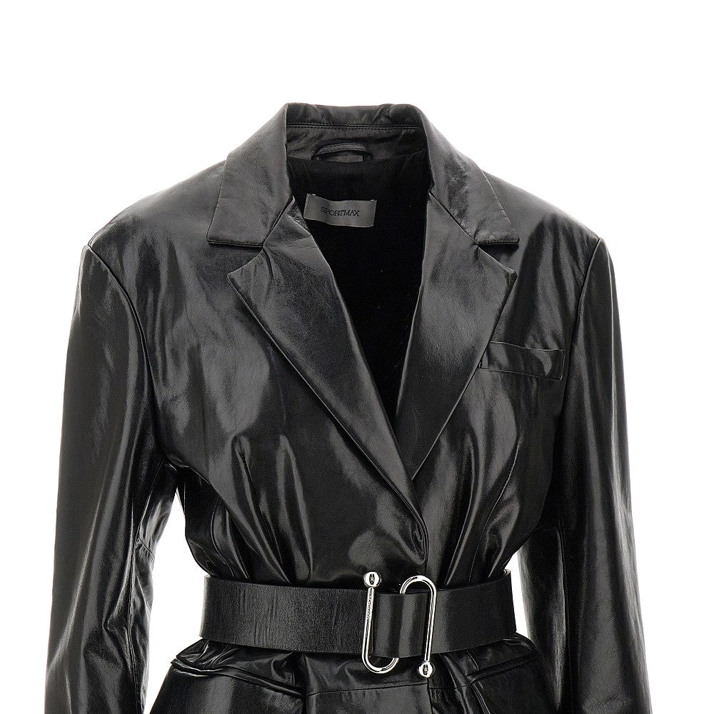 Blazer in pelle con cintura