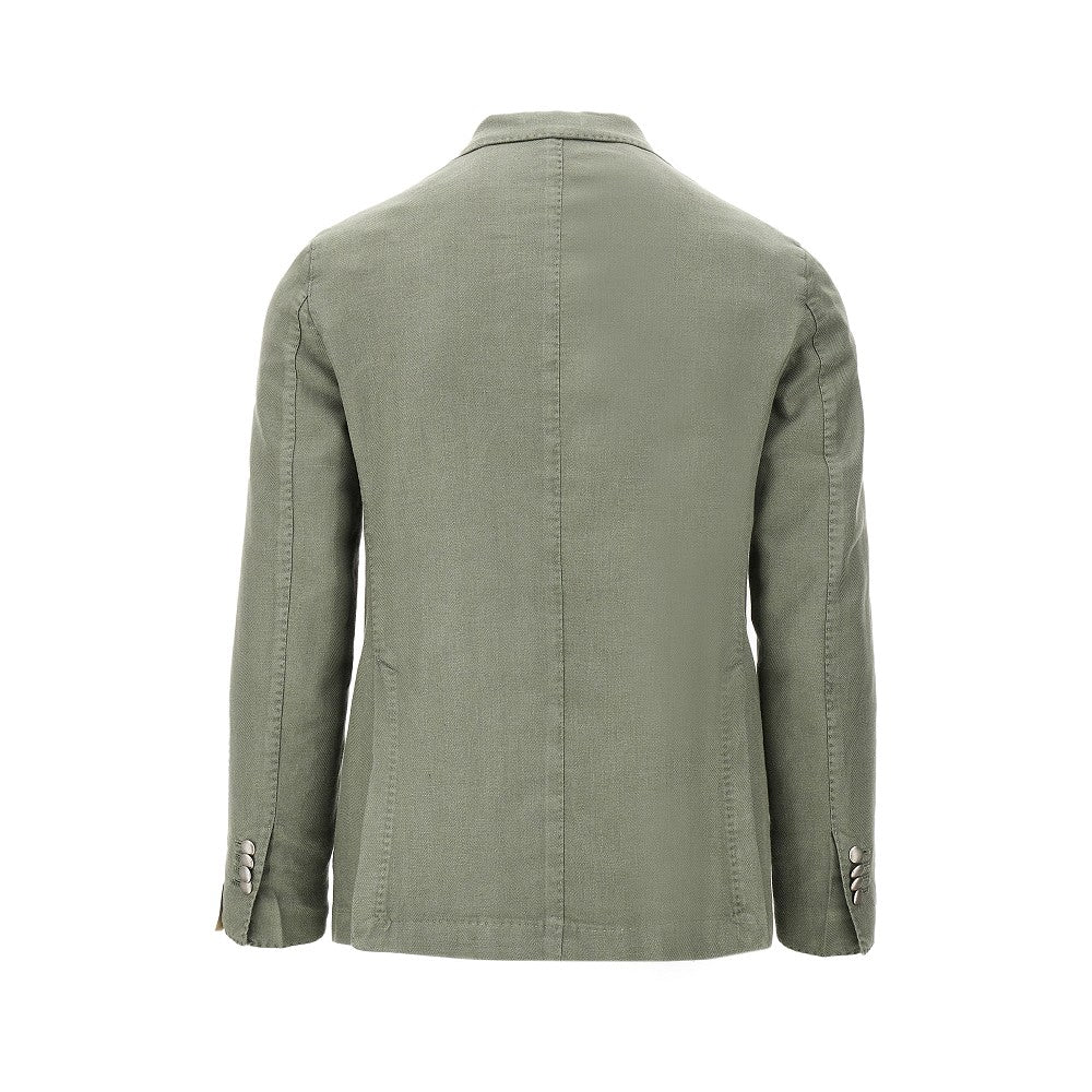 Linen-blend double-breasted jacket