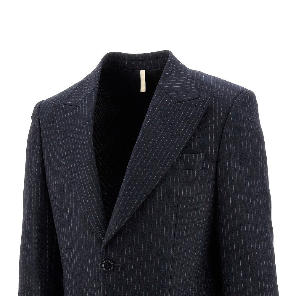 Pinstriped wool-blend single-breasted jacket
