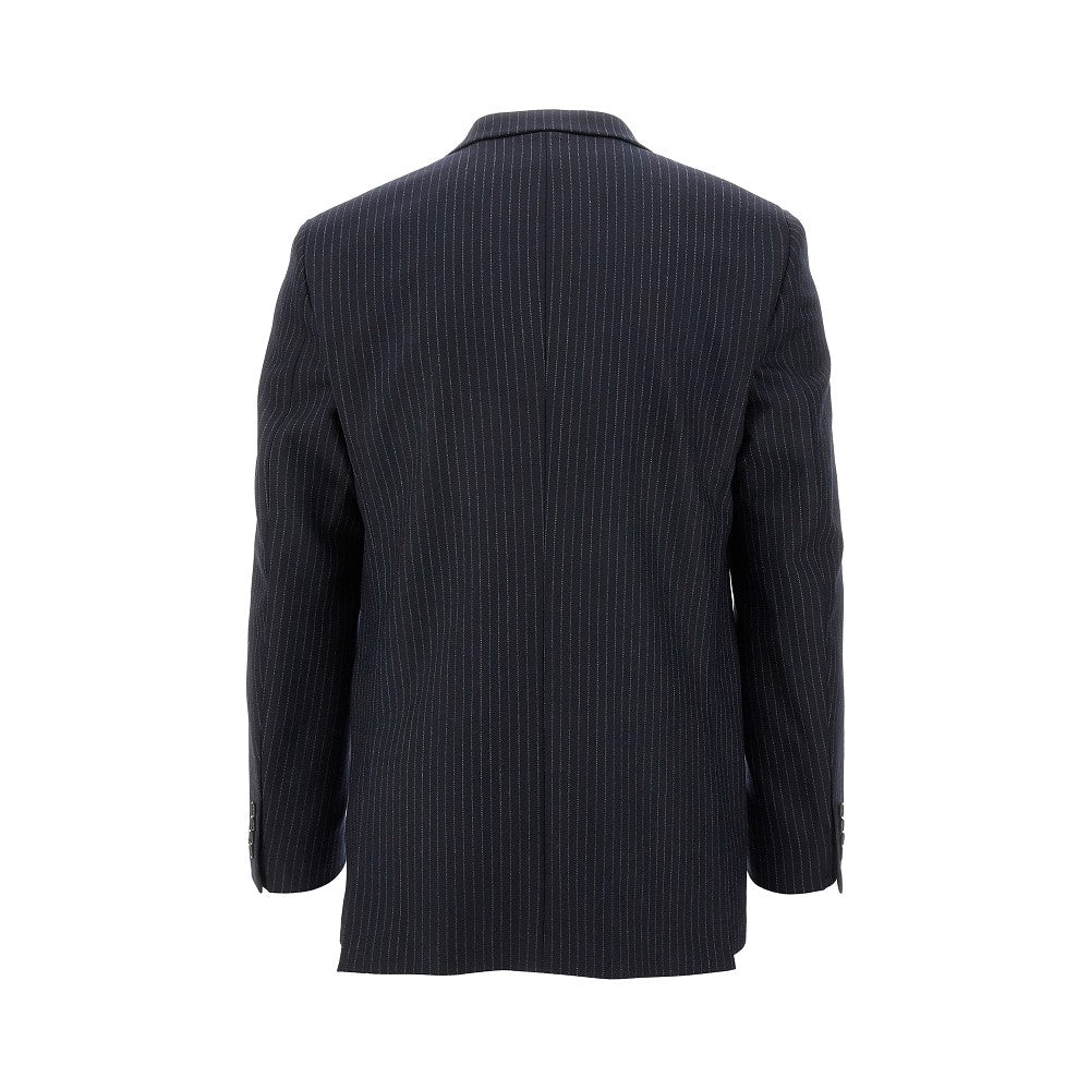Pinstriped wool-blend single-breasted jacket