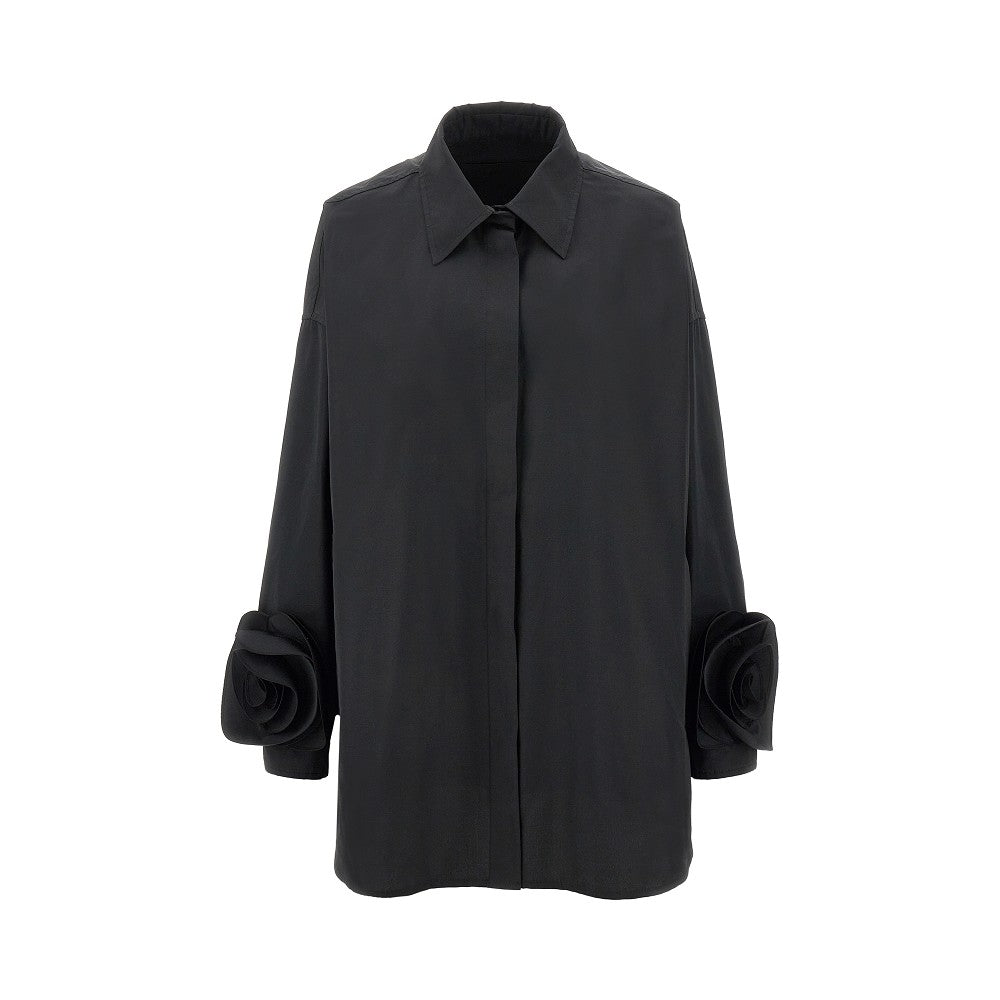 Overshirt in Micro Faille con rose