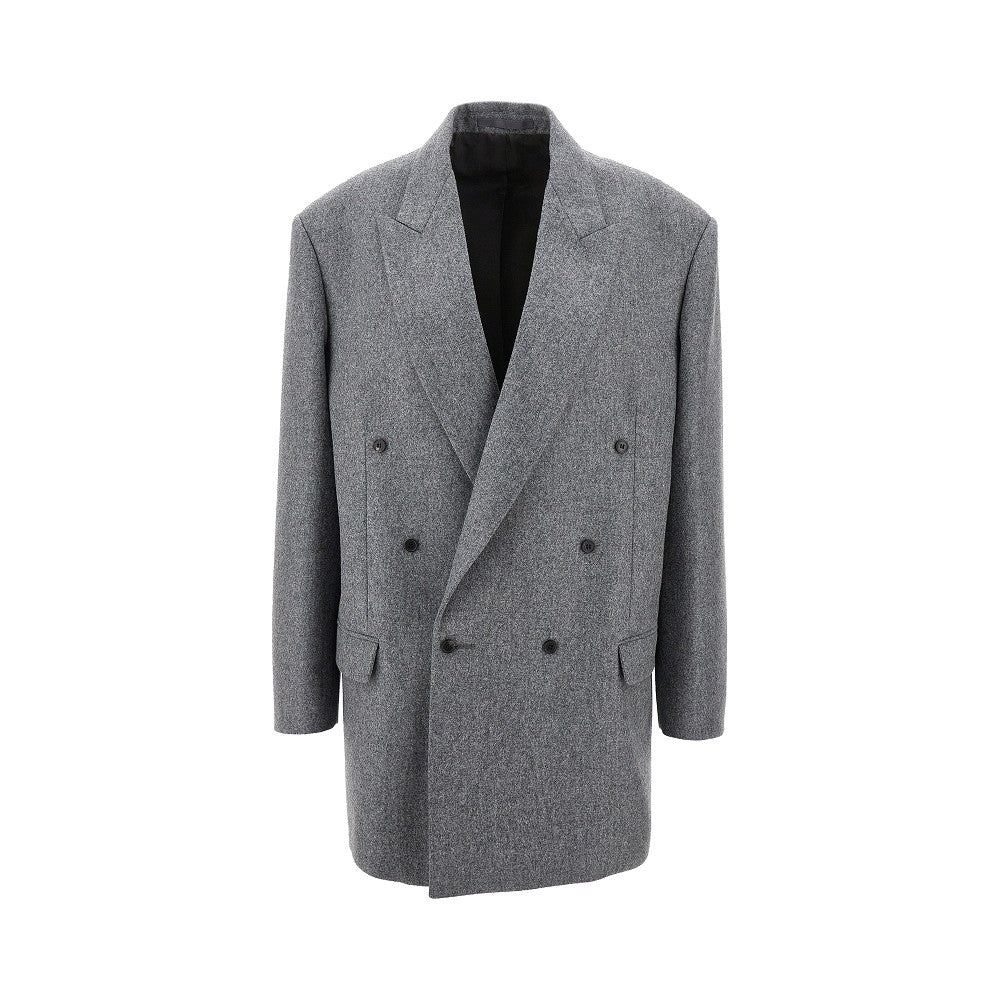 Double-breasted flannel blazer