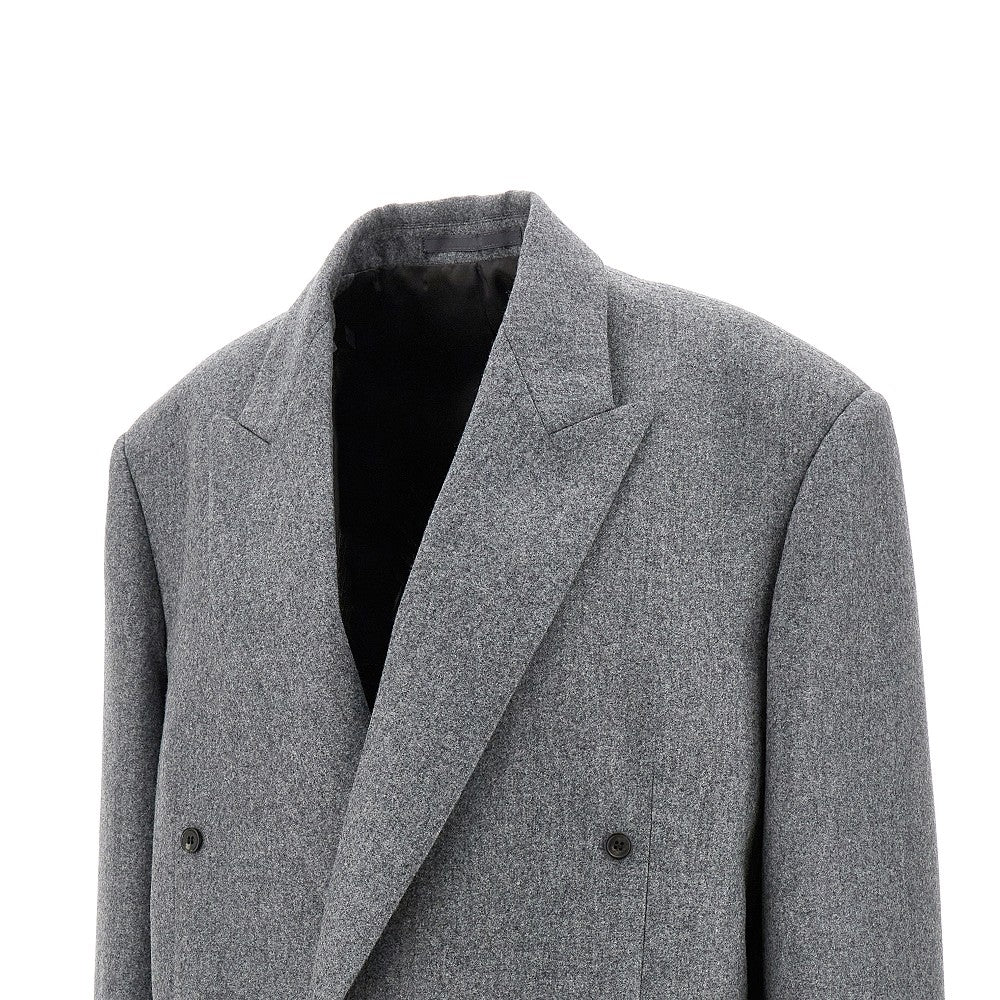 Double-breasted flannel blazer
