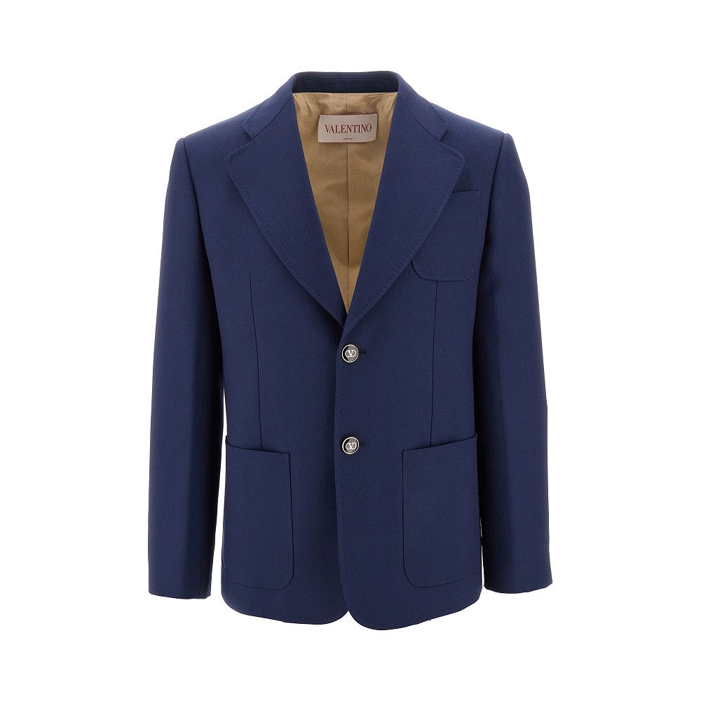 Wool gabardine single-breasted jacket