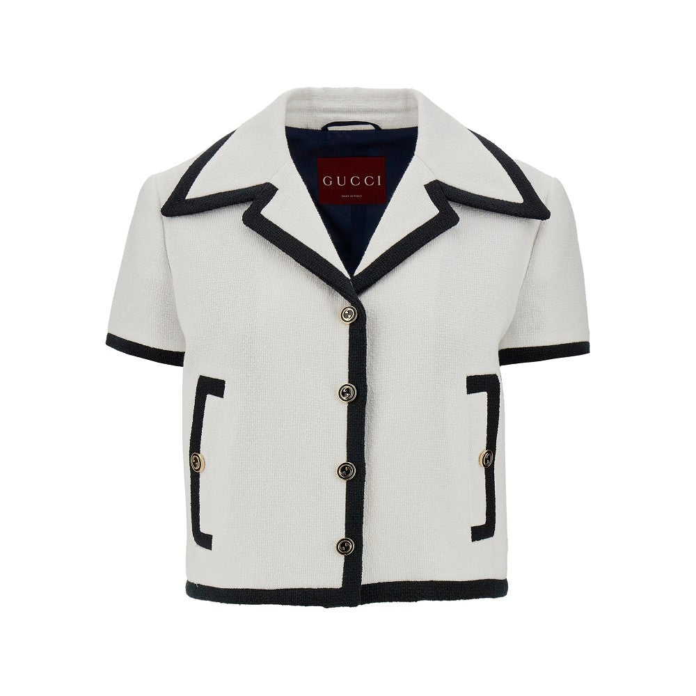 Short-sleeved tweed jacket