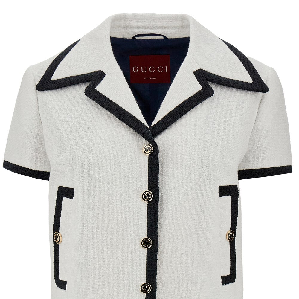 Short-sleeved tweed jacket
