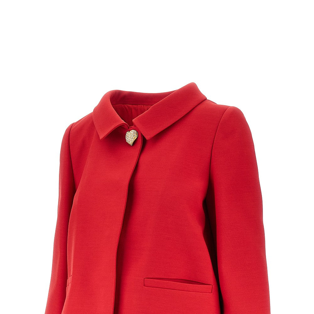 Giacca in Crepe Couture con bottone gioiello