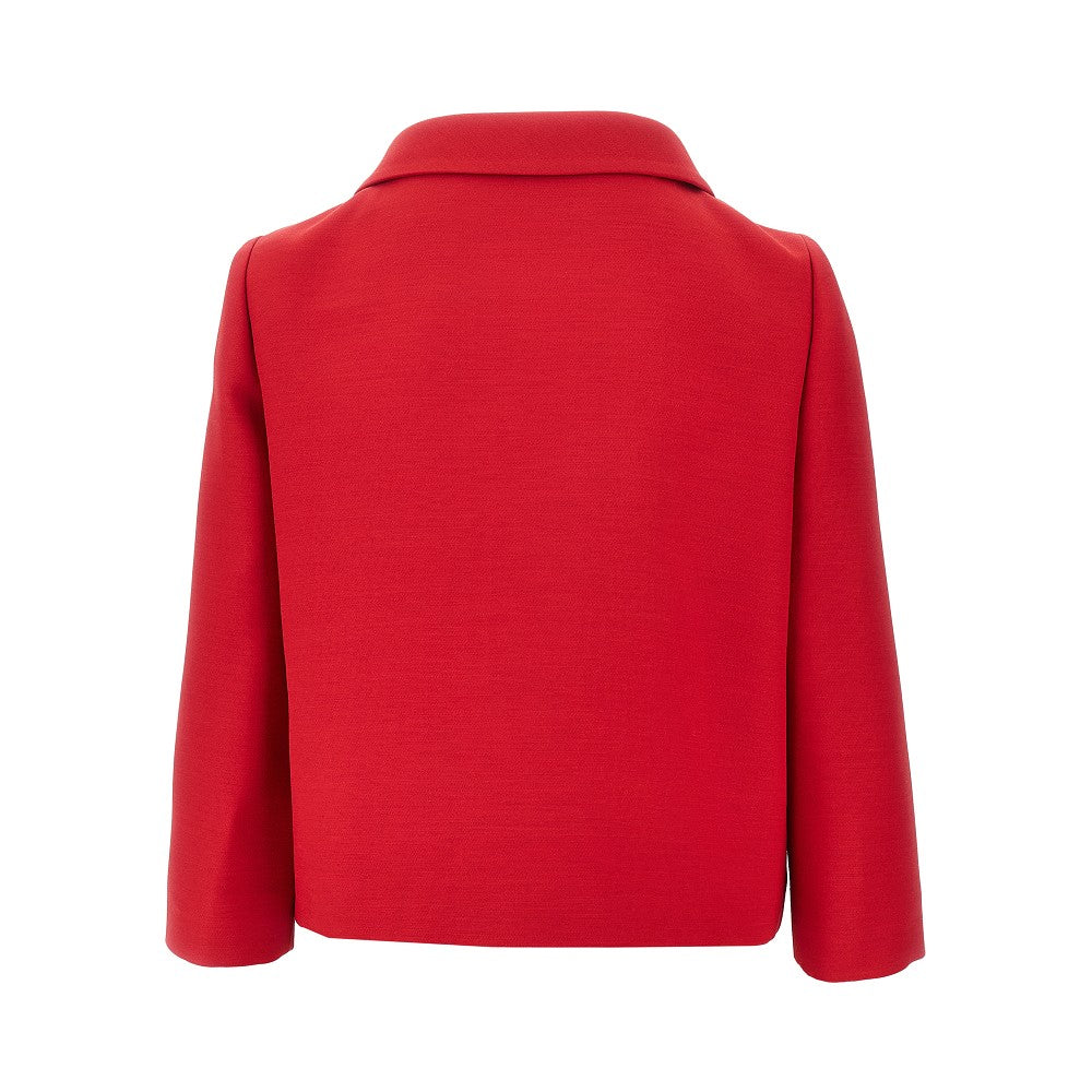 Giacca in Crepe Couture con bottone gioiello