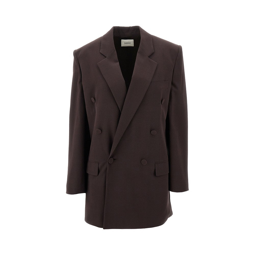 Silk crepe double-breasted jacket
