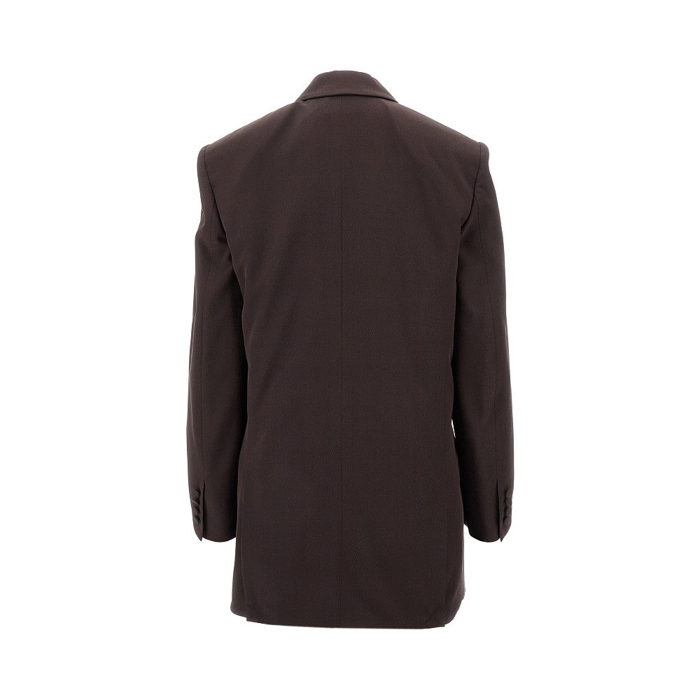 Silk crepe double-breasted jacket