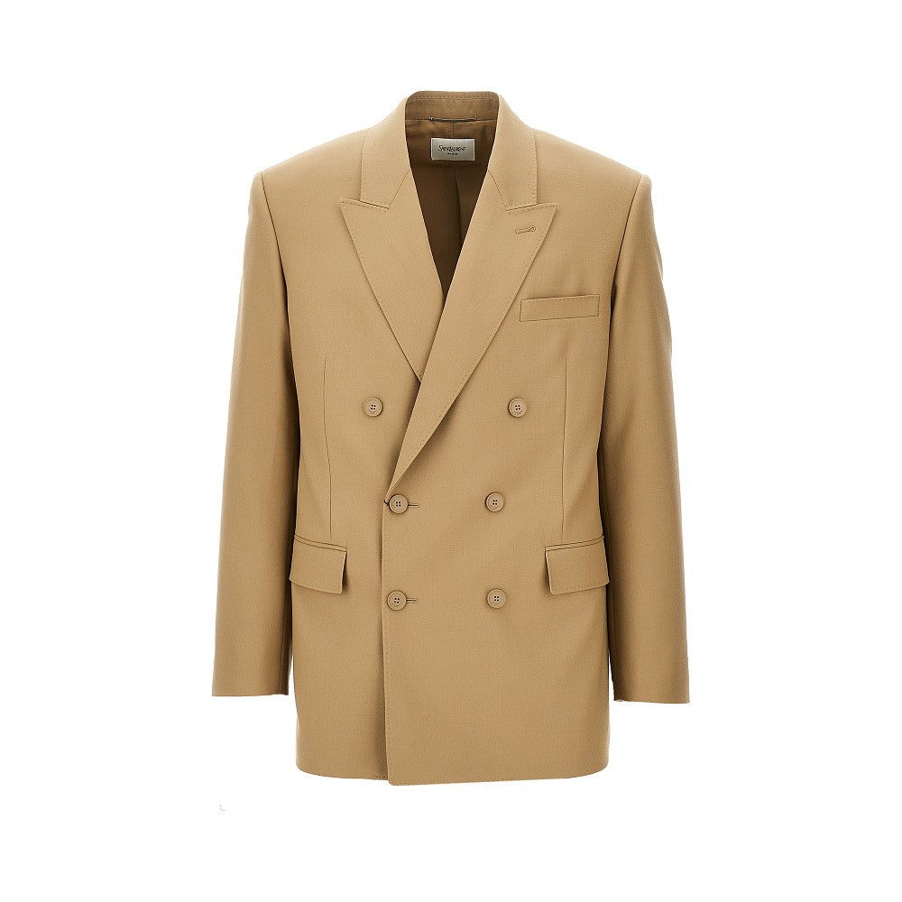 Wool gabardine double-breasted jacket