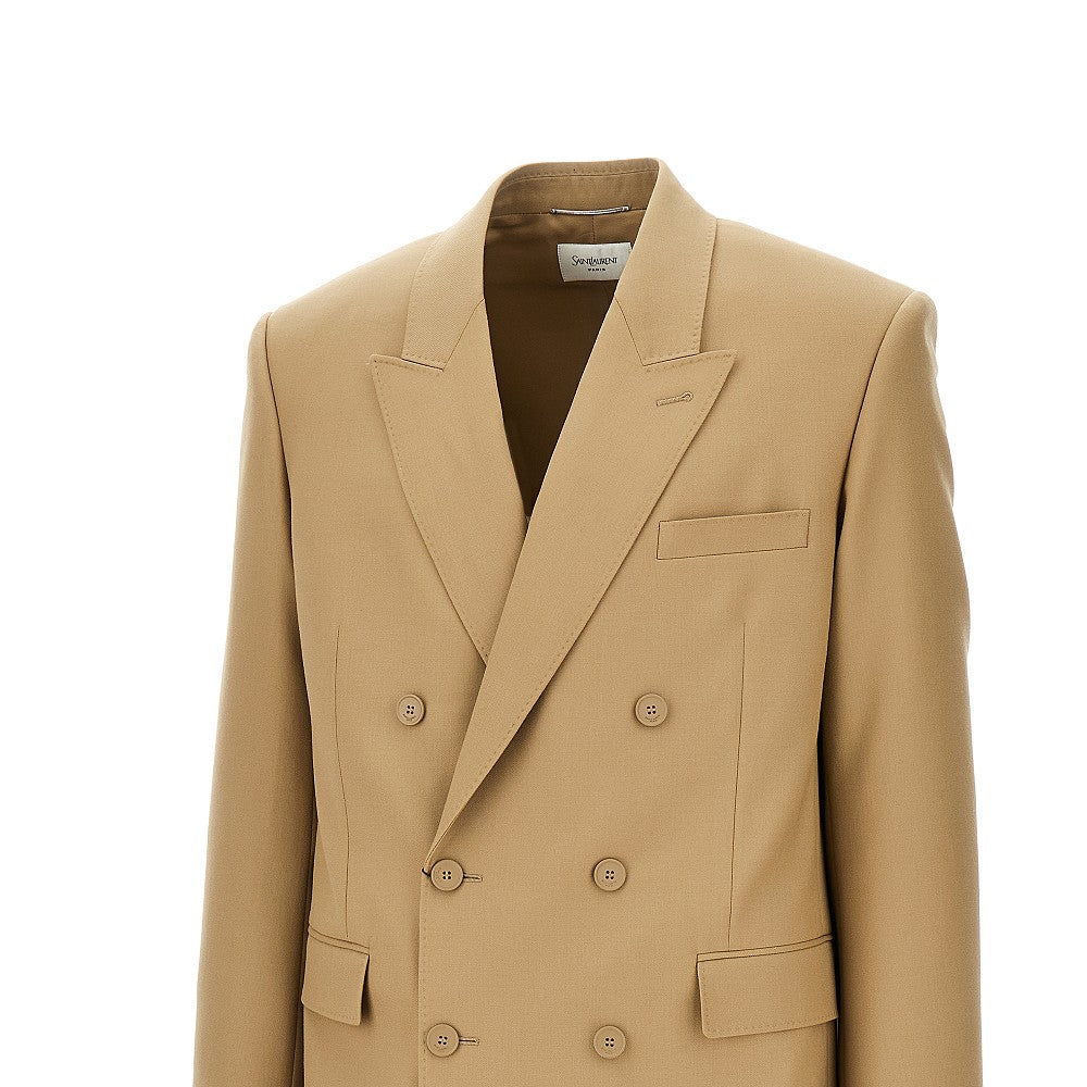 Wool gabardine double-breasted jacket