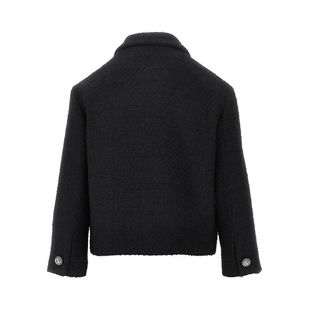 Giacca cropped in misto lana bouclé