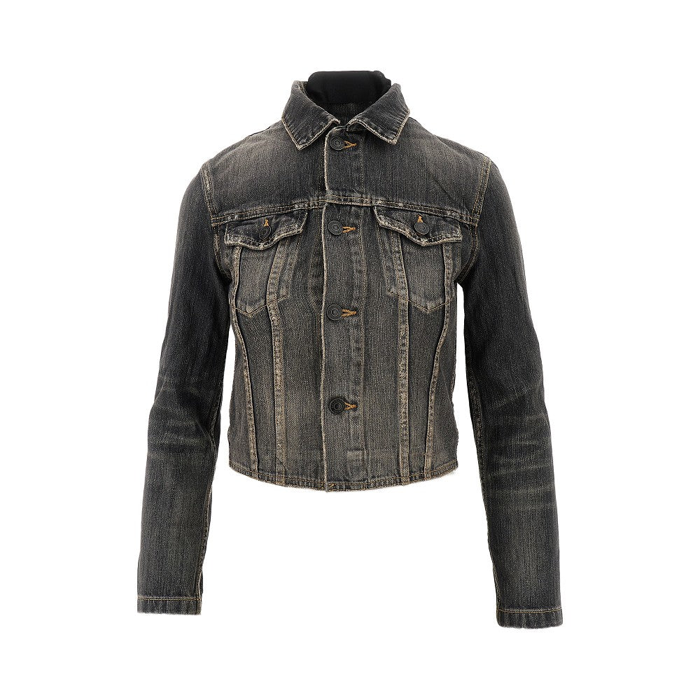 Denim jacket with laced back