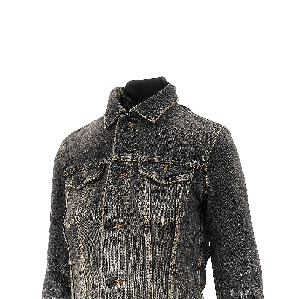 Denim jacket with laced back