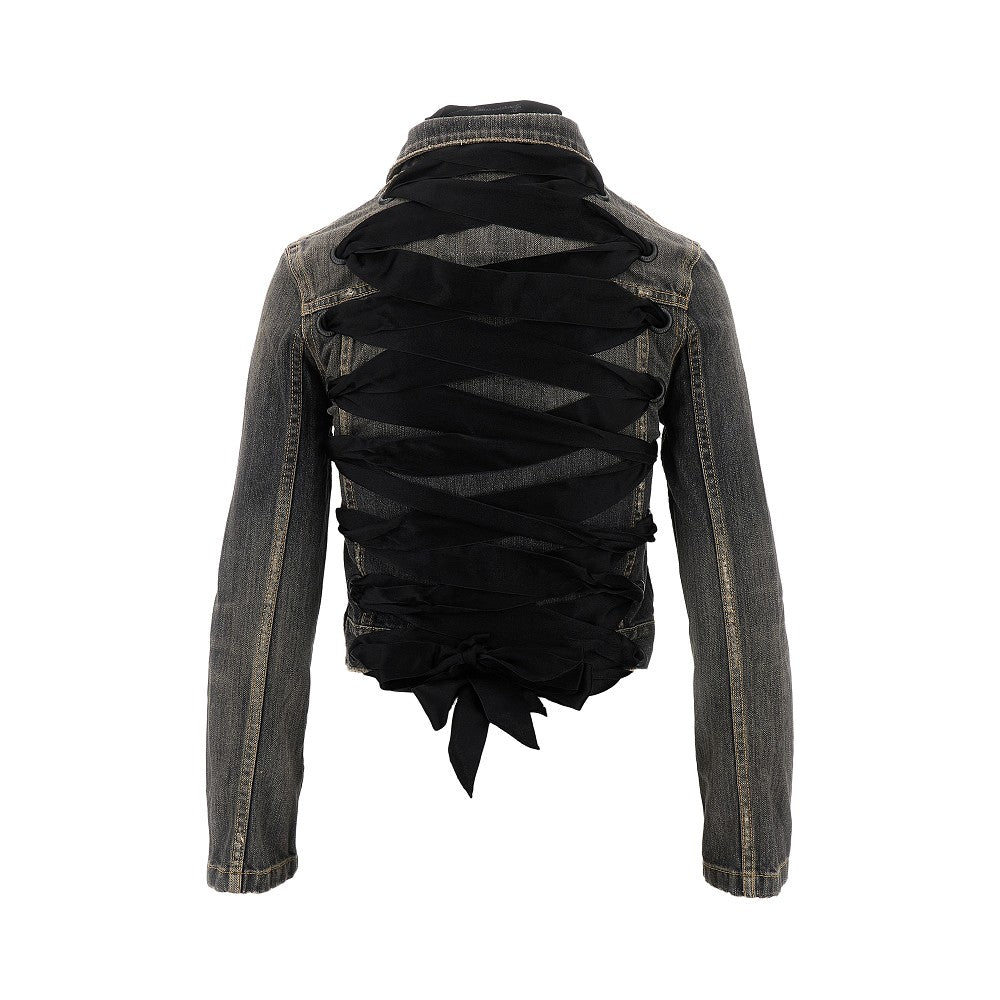 Denim jacket with laced back