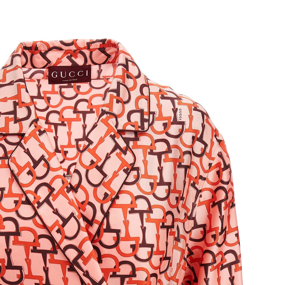 Printed silk pyjama shirt with belt
