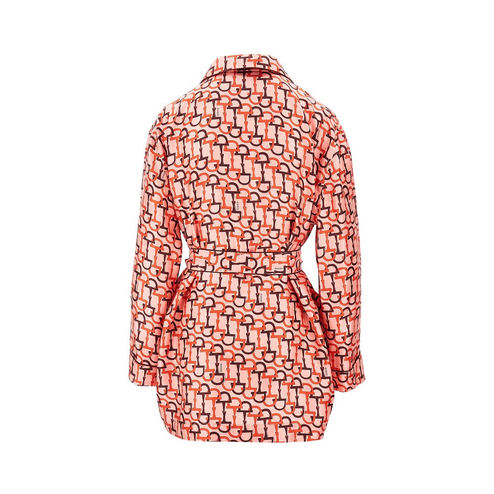 Printed silk pyjama shirt with belt