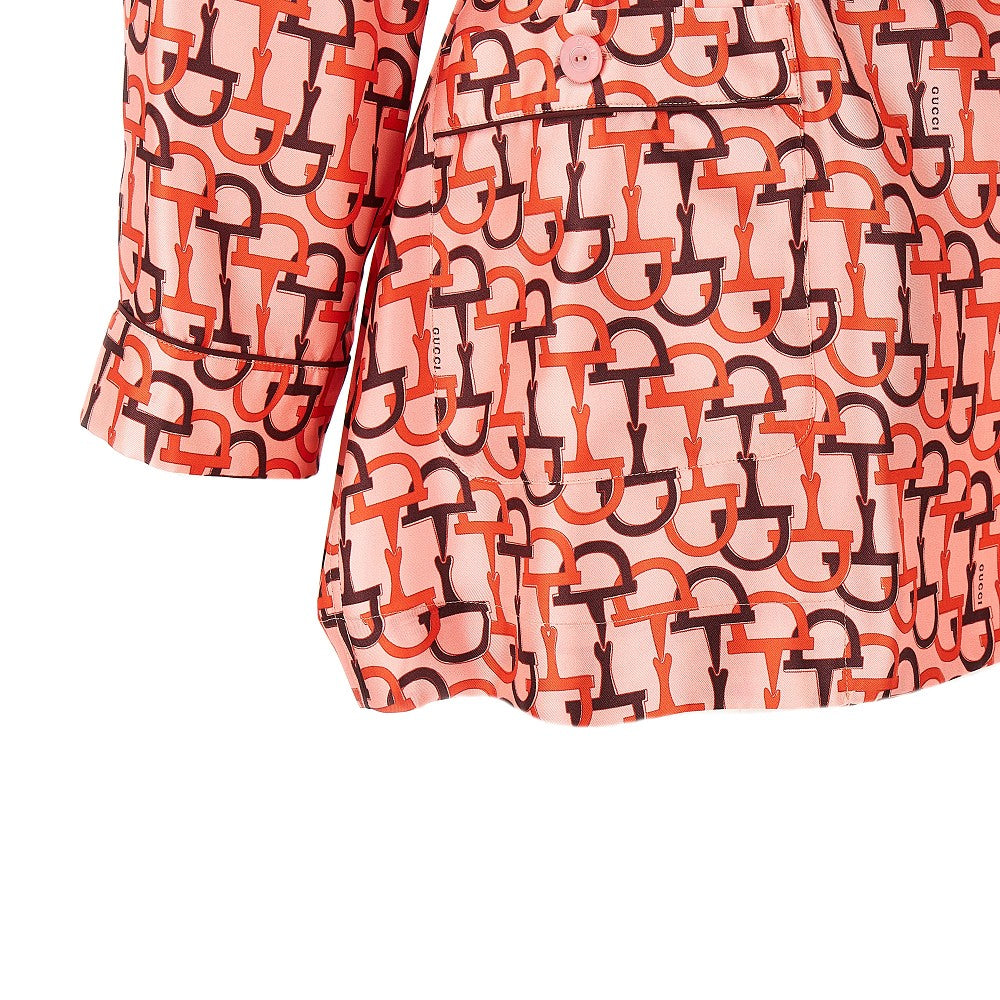 Printed silk pyjama shirt with belt