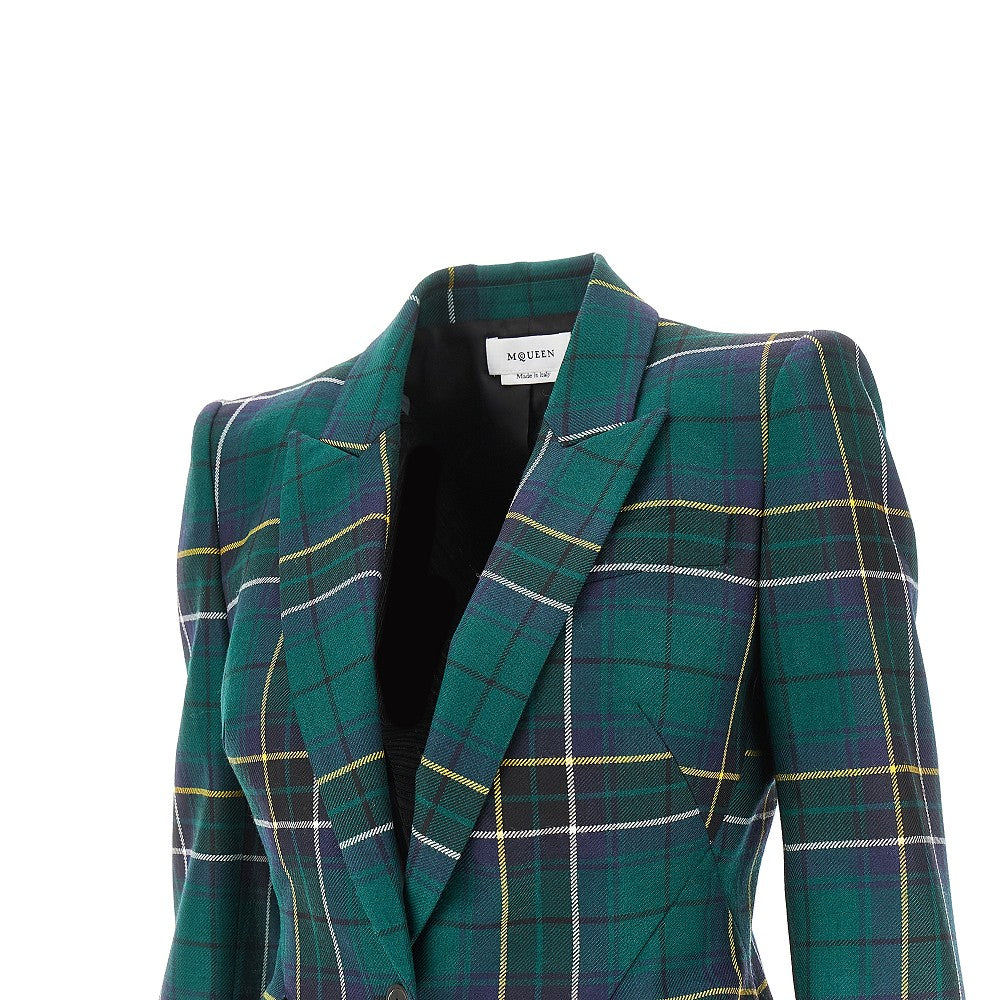 Giacca monopetto in tartan di lana