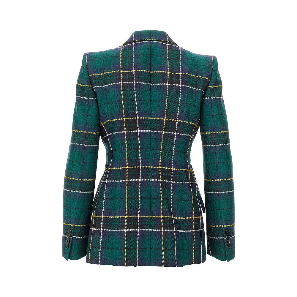 Giacca monopetto in tartan di lana