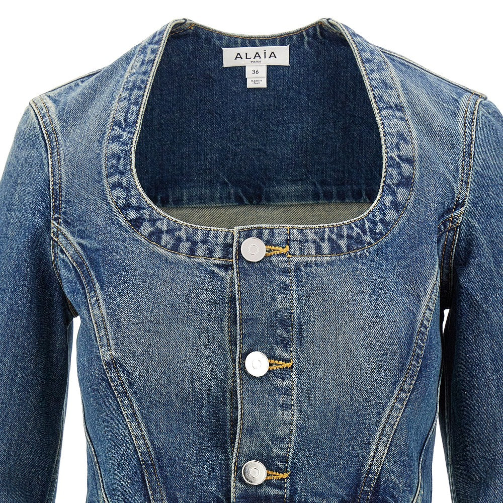 Giacca cropped in denim