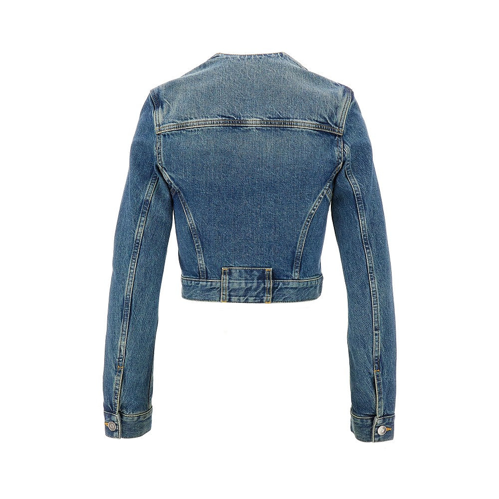 Giacca cropped in denim