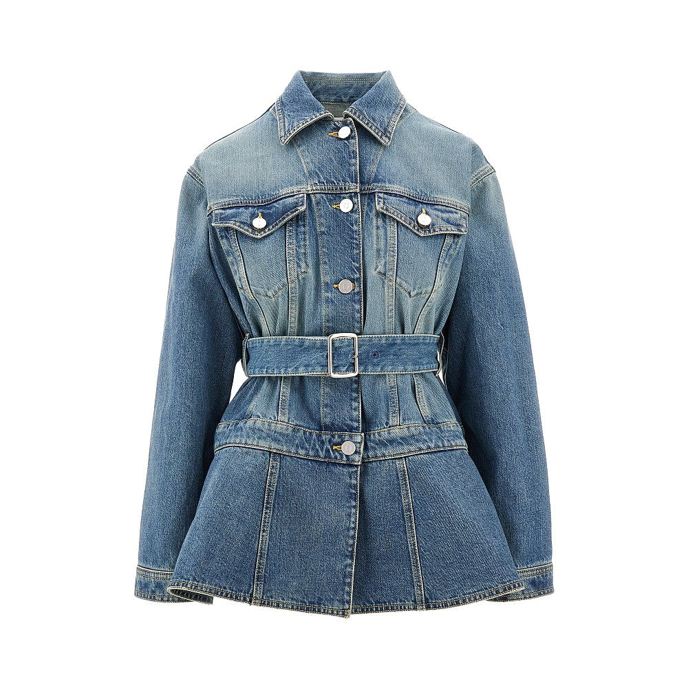 Denim flared jacket with belt