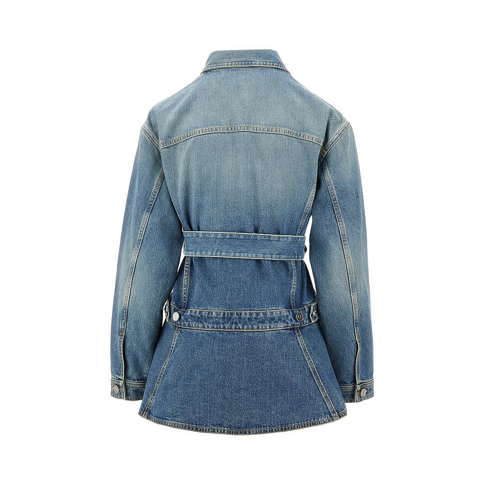 Denim flared jacket with belt