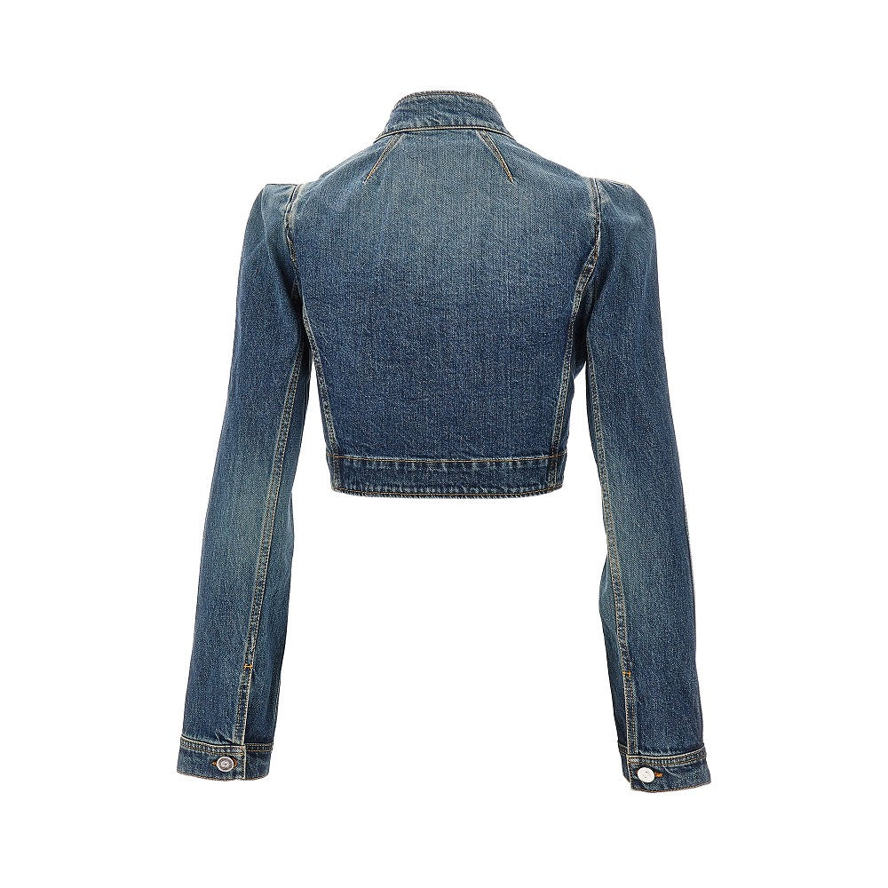 Giacca cropped in denim