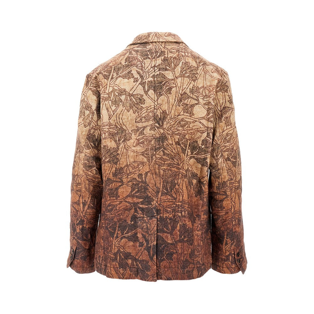 Printed wool double-breasted jacket