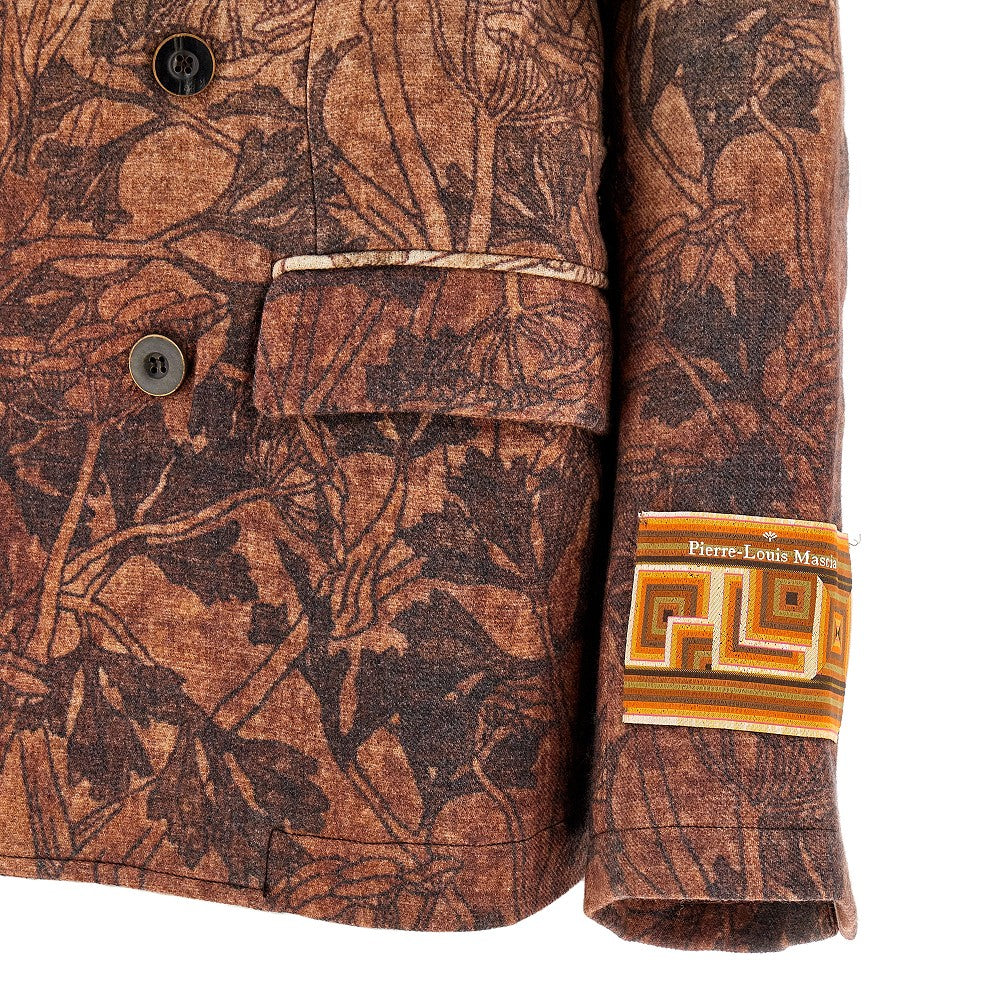 Printed wool double-breasted jacket