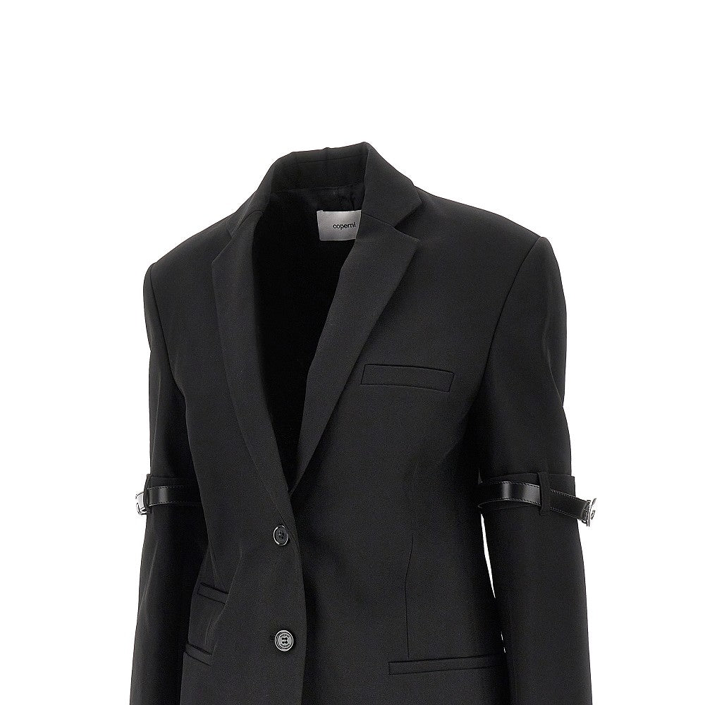 Gabardine blazer with belts