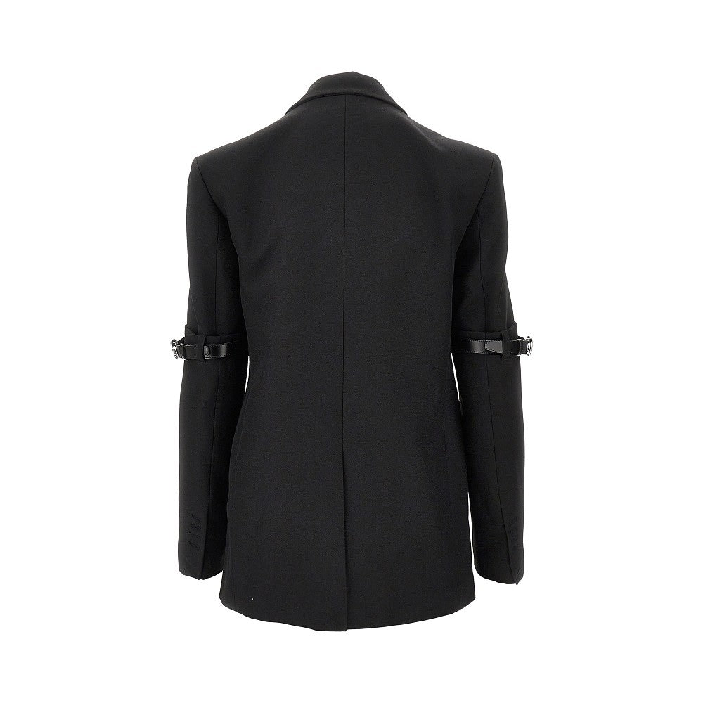 Gabardine blazer with belts