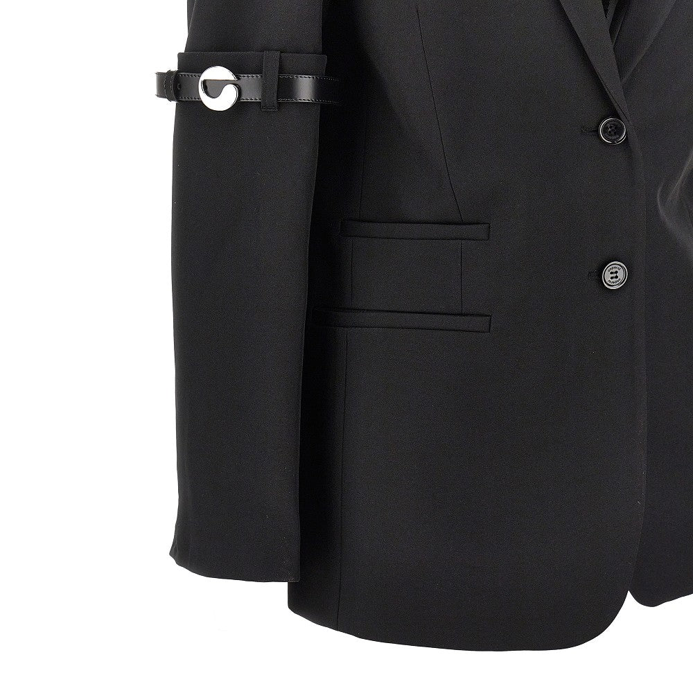 Gabardine blazer with belts