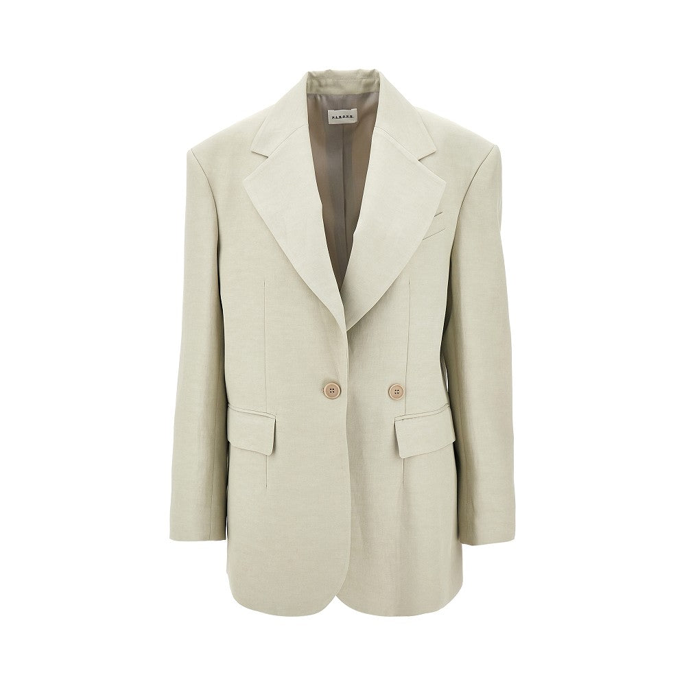 Linen-blend oversized jacket