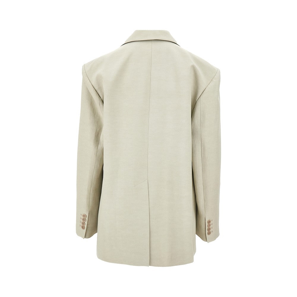 Linen-blend oversized jacket