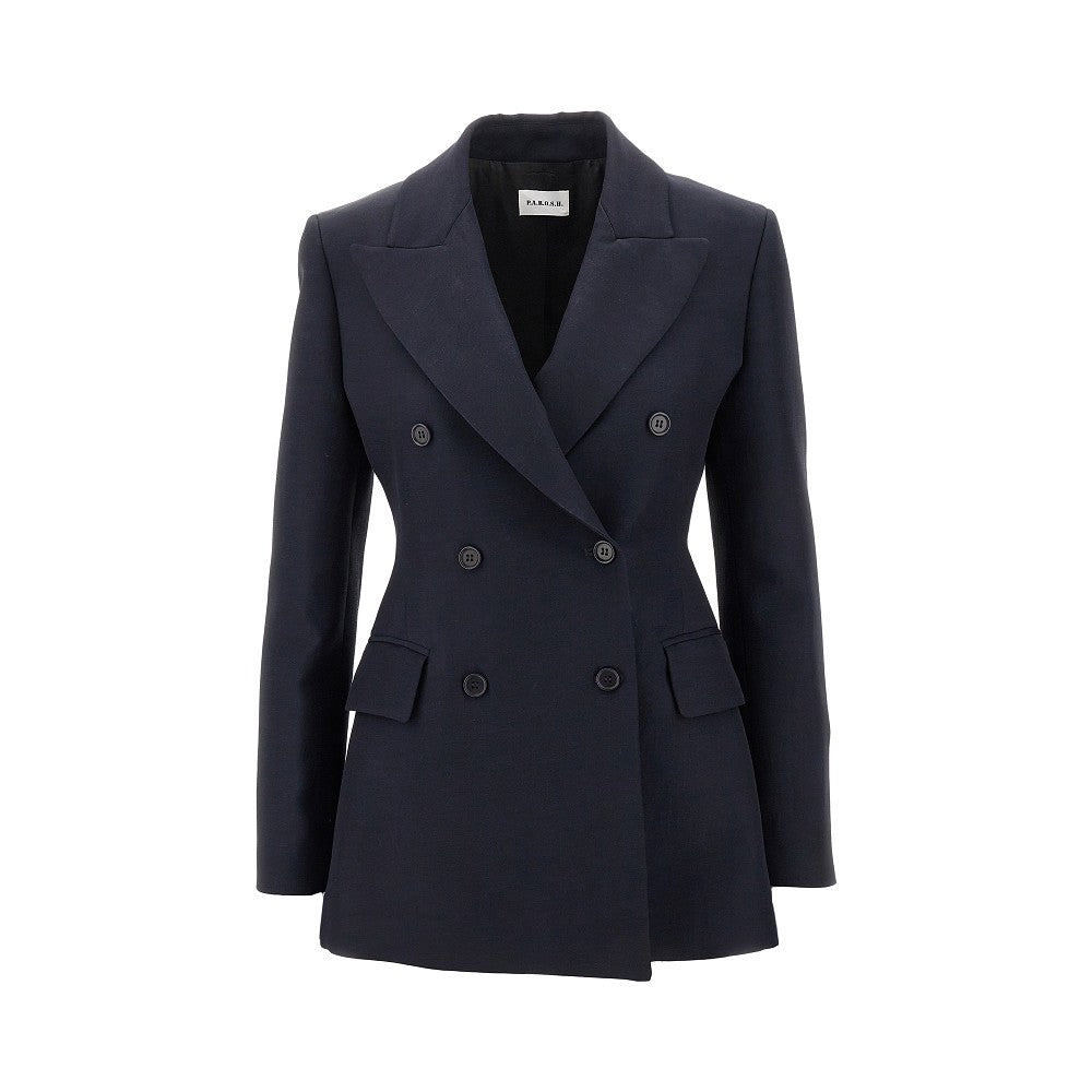 Viscose and linen double-breasted jacket
