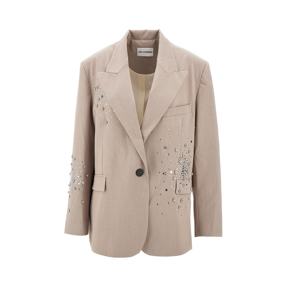 Blazer oversize con ricamo in cristalli