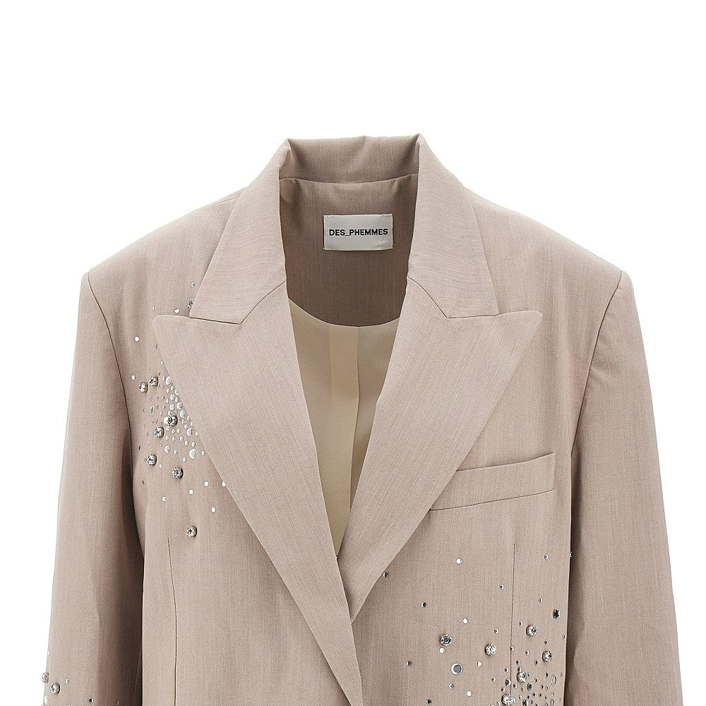 Blazer oversize con ricamo in cristalli