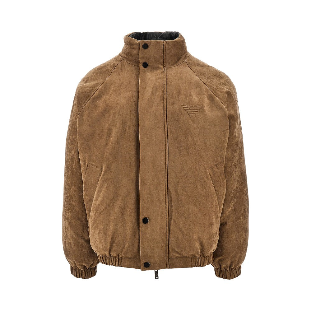 Suedette and nylon reversible jacket