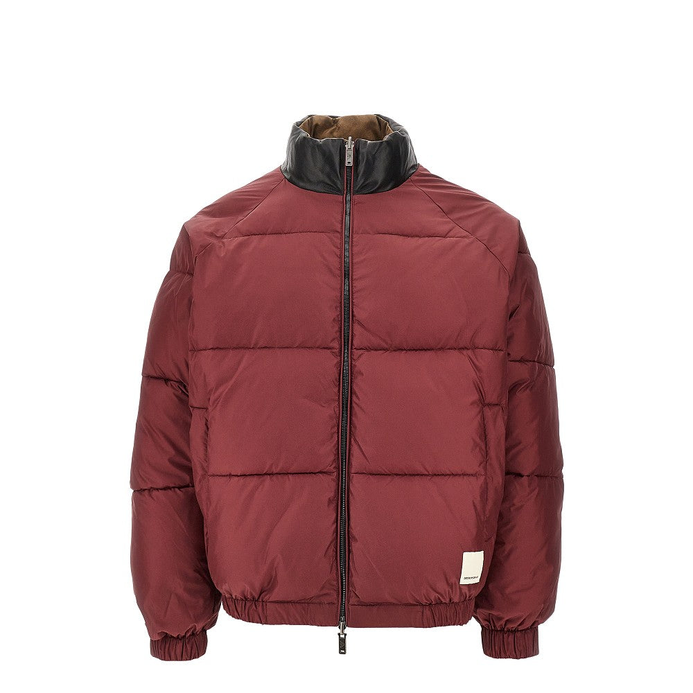 Suedette and nylon reversible jacket