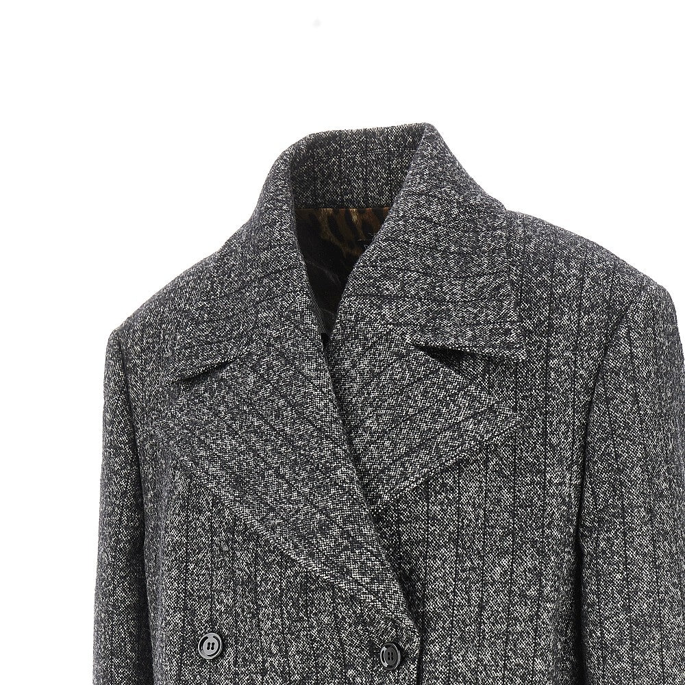 Pinstriped wool-blend double-breasted jacket