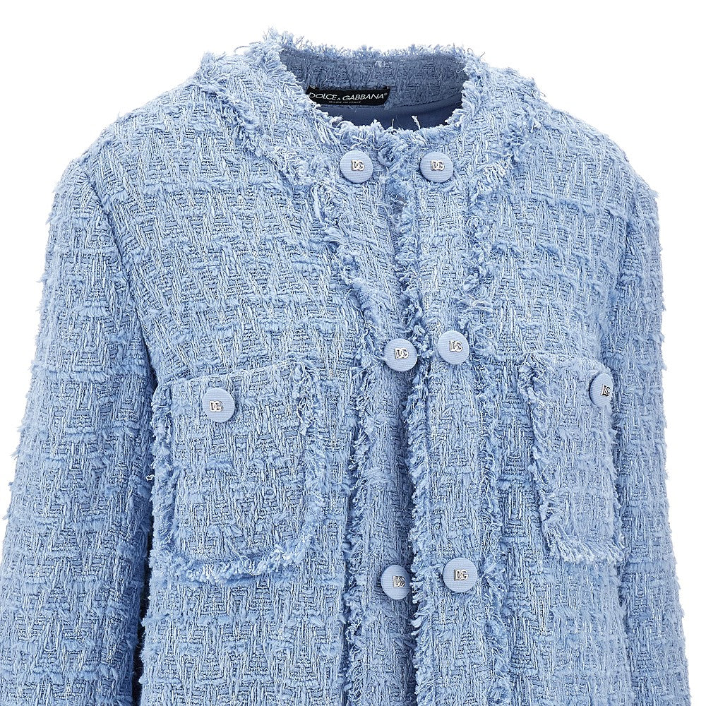 Wicker-effect tweed jacket