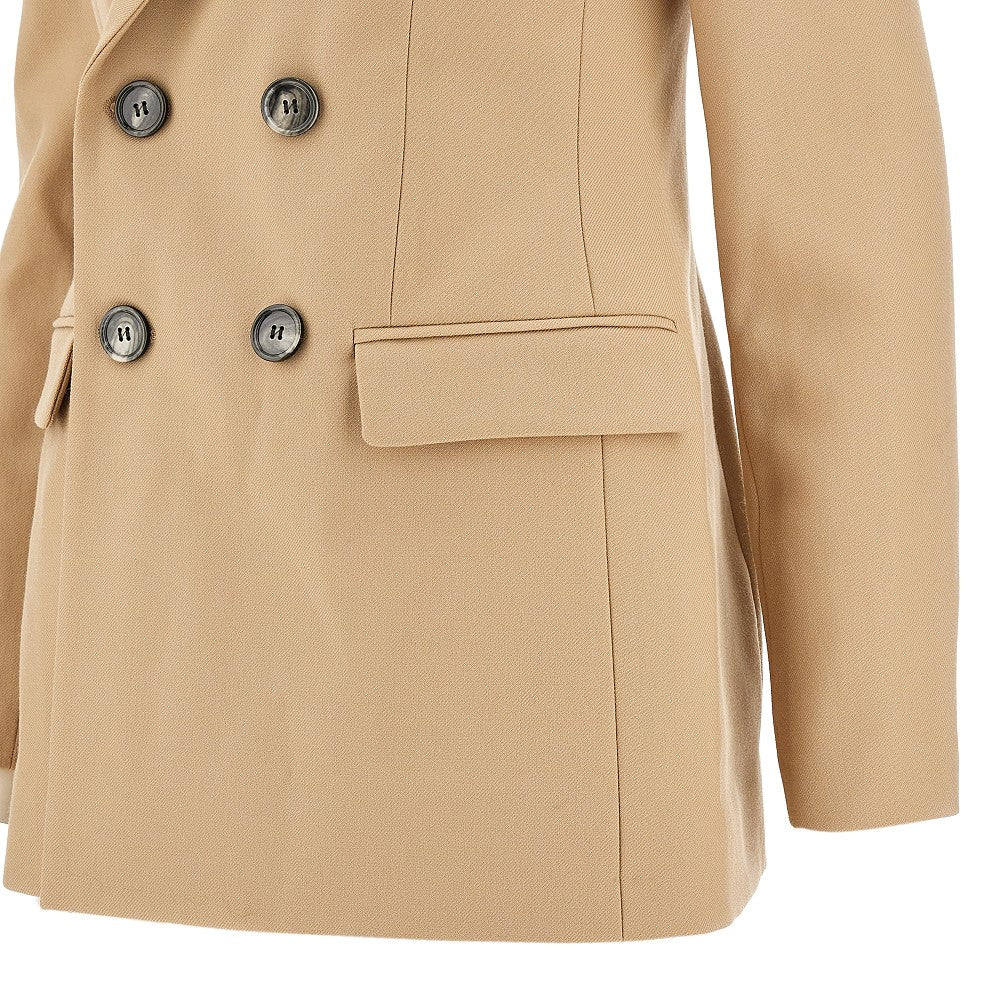 Wool gabardine double-breasted jacket
